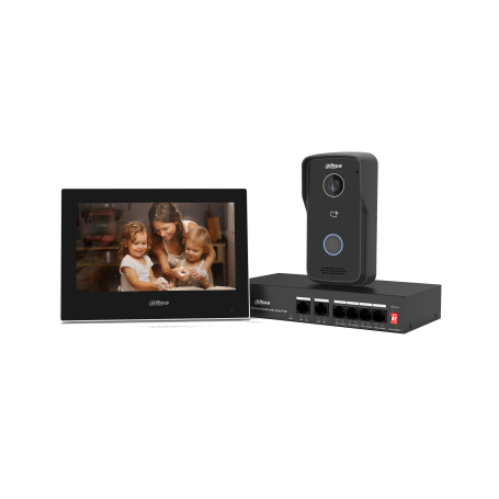 KIT VIDEOPHONE IP DAHUA (ECRAN+PLAQUE DE RUE+SWITCHEUR)REF KTP03PRO
