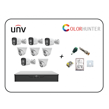 KIT DE 8 CAMERAS HD COLORHUNTER UNV 2MP